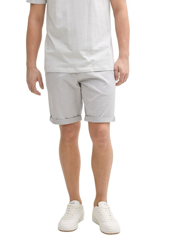 Tom Tailor Regular fit chino shorts met riem, grey white mini houndstooth