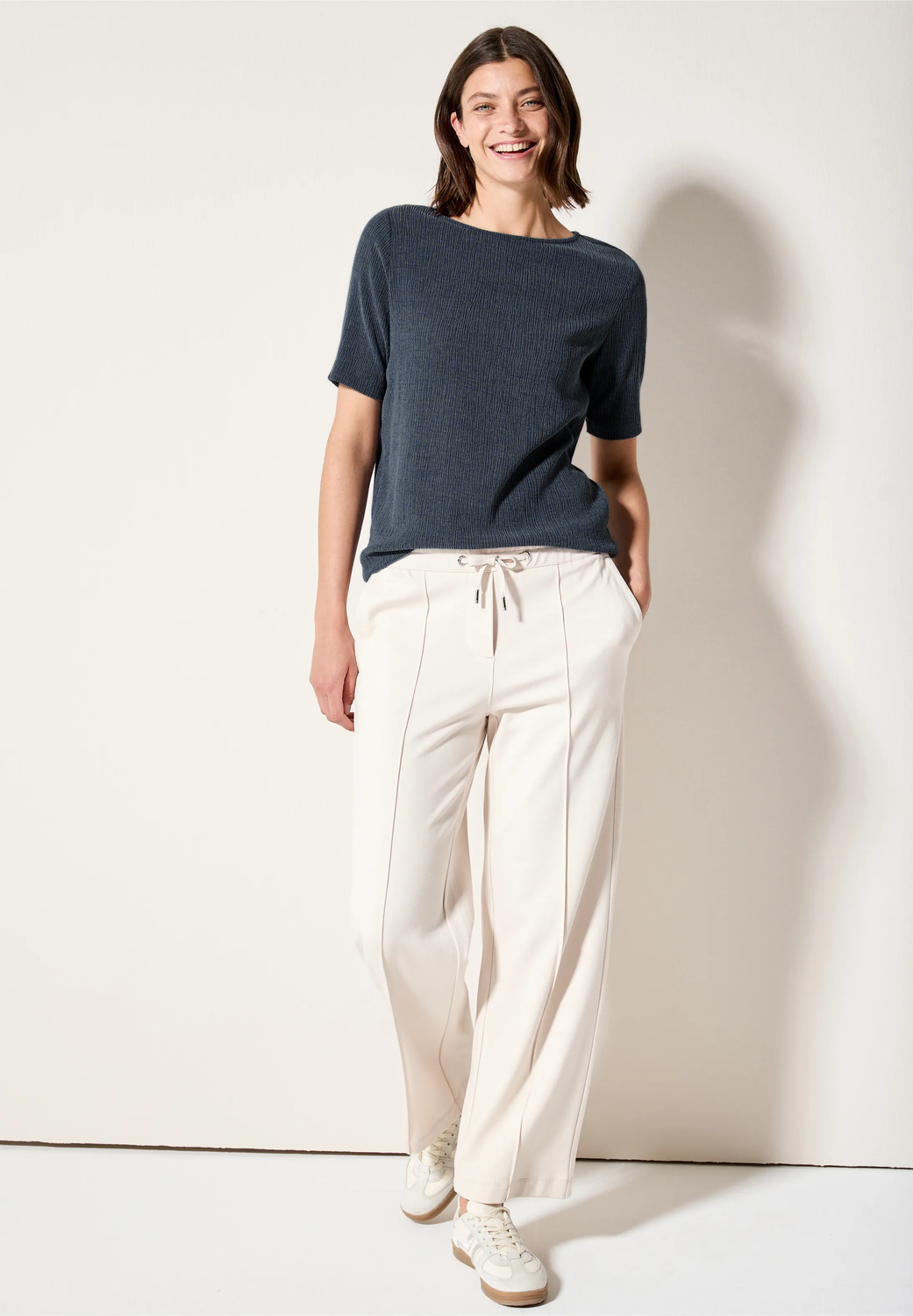 Cecil shirt met structuur, rain blue