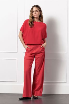 Studioa Anneloes Lexie bonded trousers, coral red