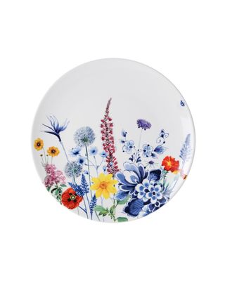 Heinen wandbord Wildbloemen 26,5cm, delfts blauw