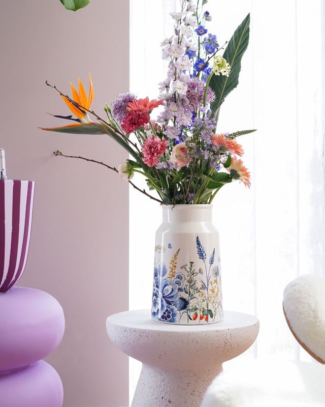 Heinen melkbus vaas 30cm, delfts blauw
