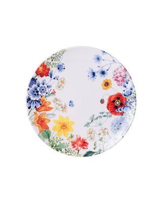 Heinen wandbord Wildbloemen 20,5cm, delfts blauw