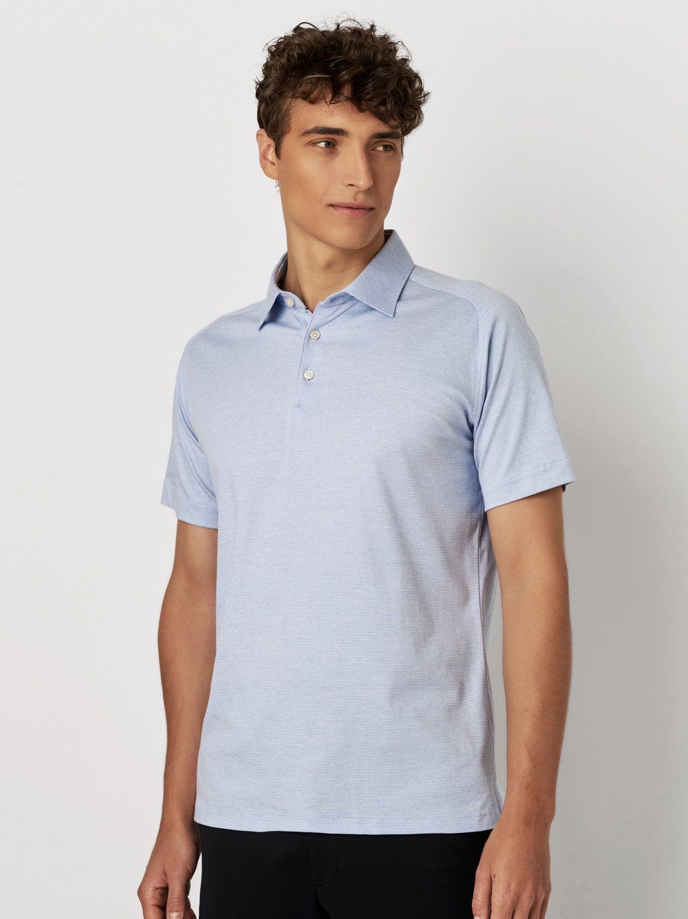 Desoto Casual Polo Kent 1/2, light blue dobby