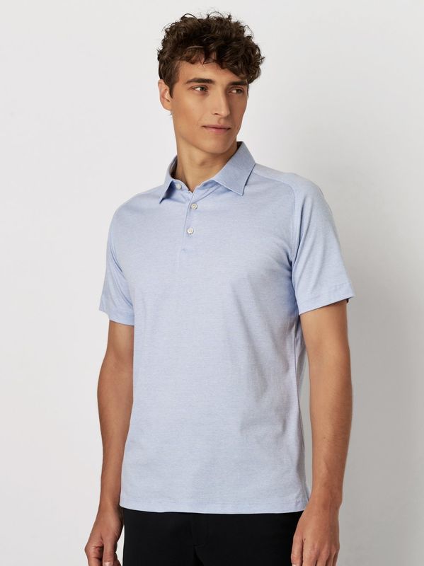 Desoto Casual Polo Kent 1/2, light blue dobby