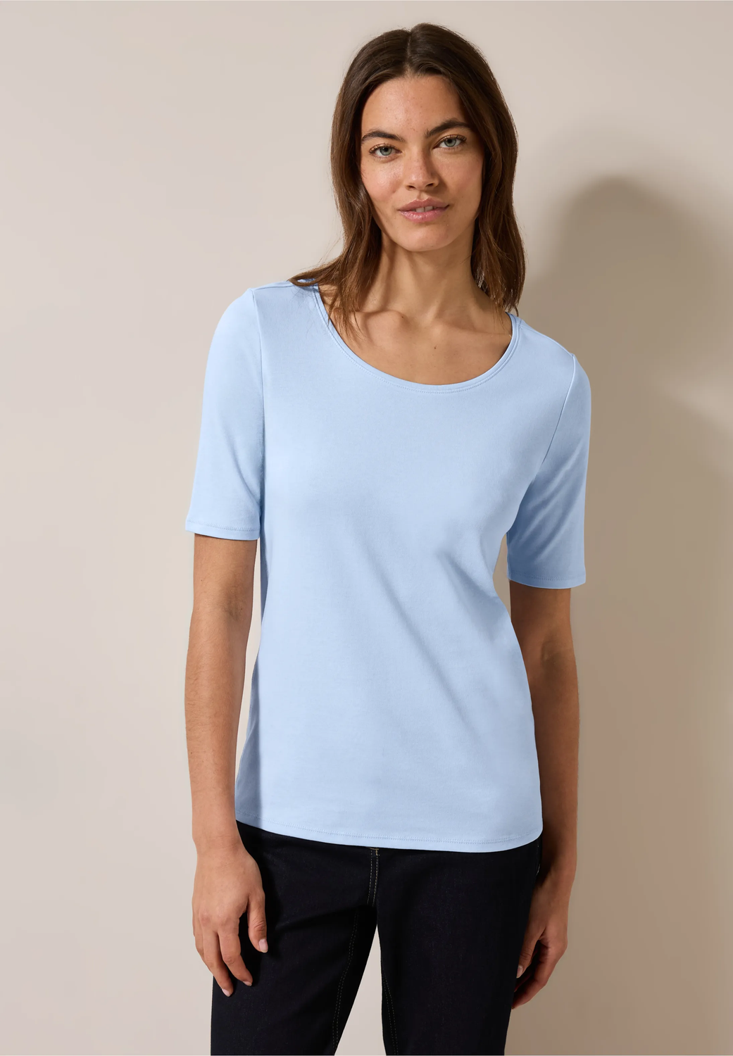 Cecil t-shirt in effen kleur Lena, pastel blue