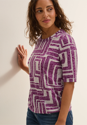 Cecil Two Tone Printed Burnout Shirt, anemone pink