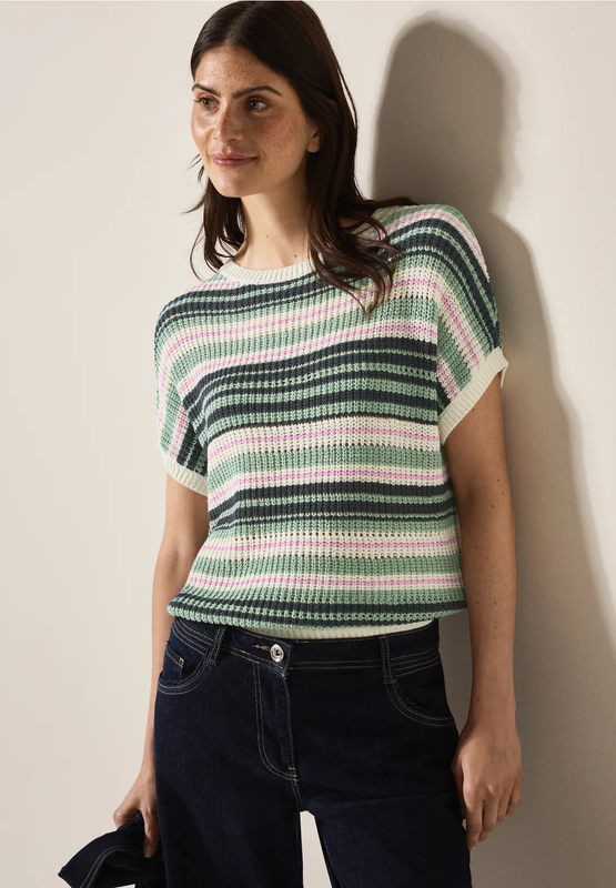 Cecil Fancy Tapeyarn Sweater, slate khaki