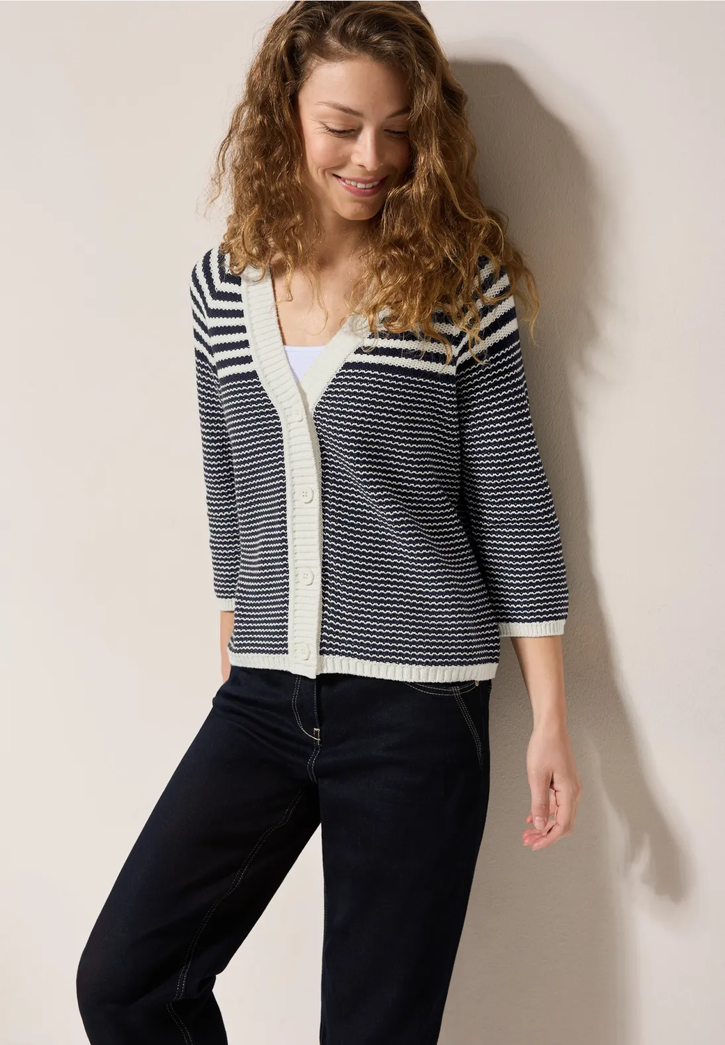 Cecil Structure-Mix Cardigan, universal blue