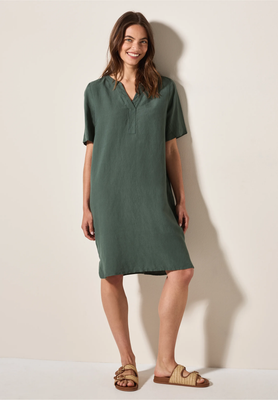 Cecil jurk met gespleten hals, balmy khaki
