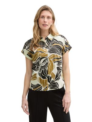 Tom Tailor blouse van linnen, neutral cut leaves design
