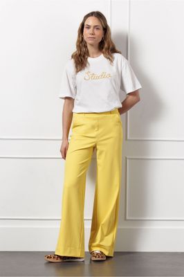 Studio Anneloes Lexie bonded trousers, golden yellow