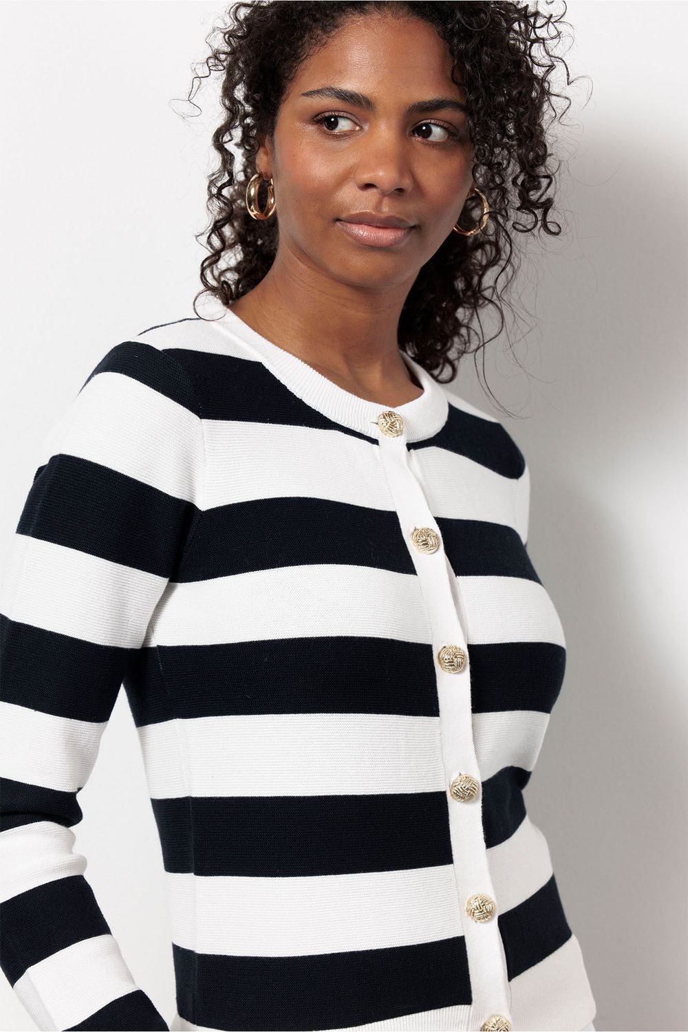 Studio Anneloes Cassie stripe cardigan, off white/dark blue