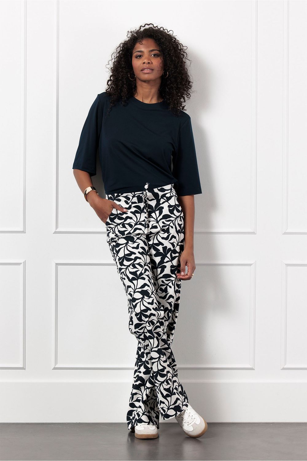 Studio Anneloes Abigail leafs trousers, kit/dark blue