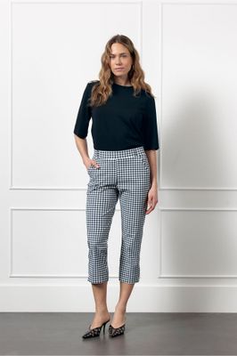 Studio Anneloes Anne small check capri trousers, dark blue/off white