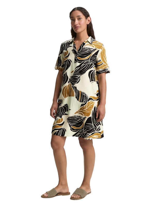 Tom Tailor dress linnen, natural zig zag design
