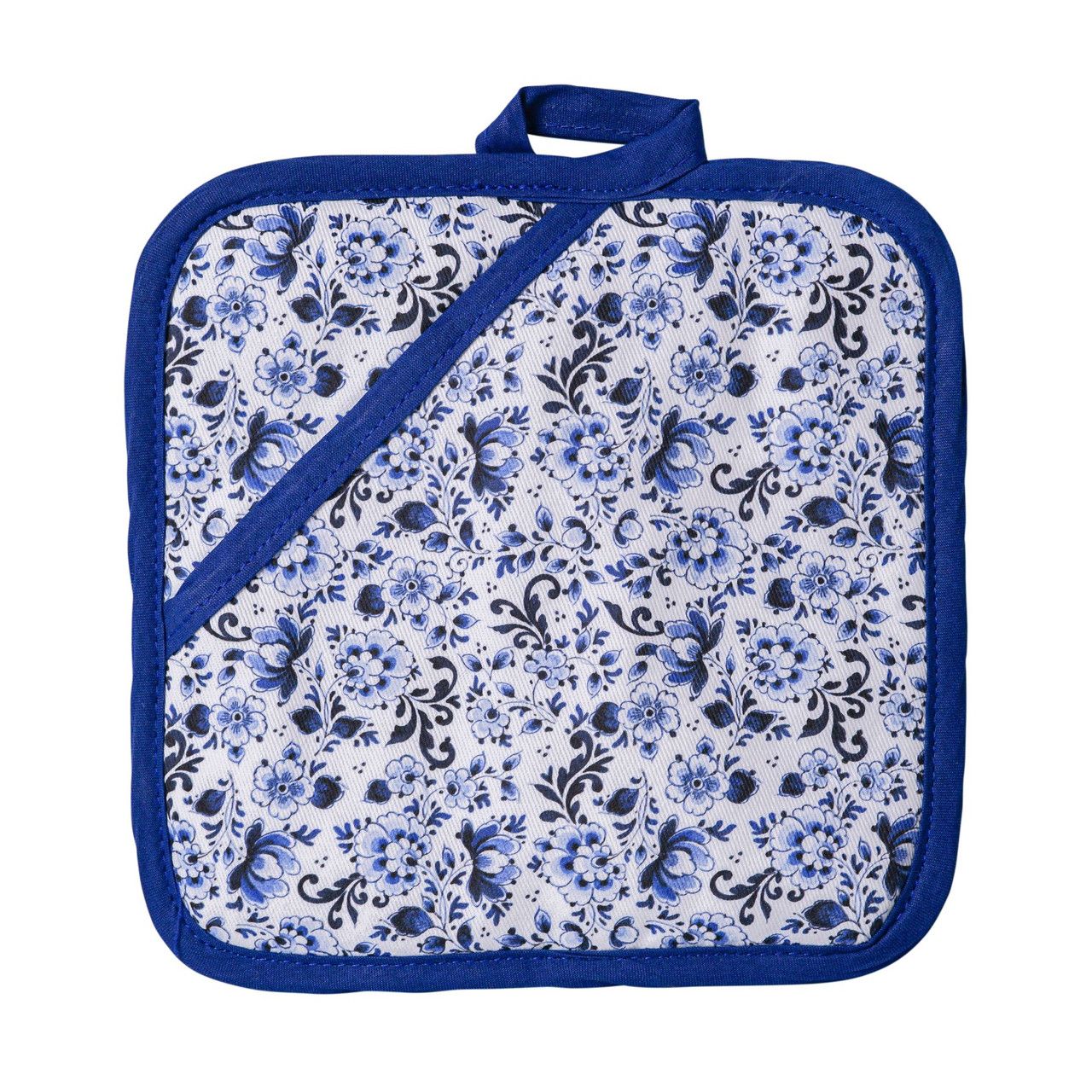 Heinen Pannenlap Bloemen, delfts blauw