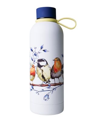 Heinen Waterfles Bosvogels - Geïsoleerd - RVS - 500 ml, delfts blauw