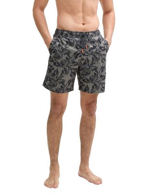 Tom Tailor zwemshort met print, olive navy leaf design