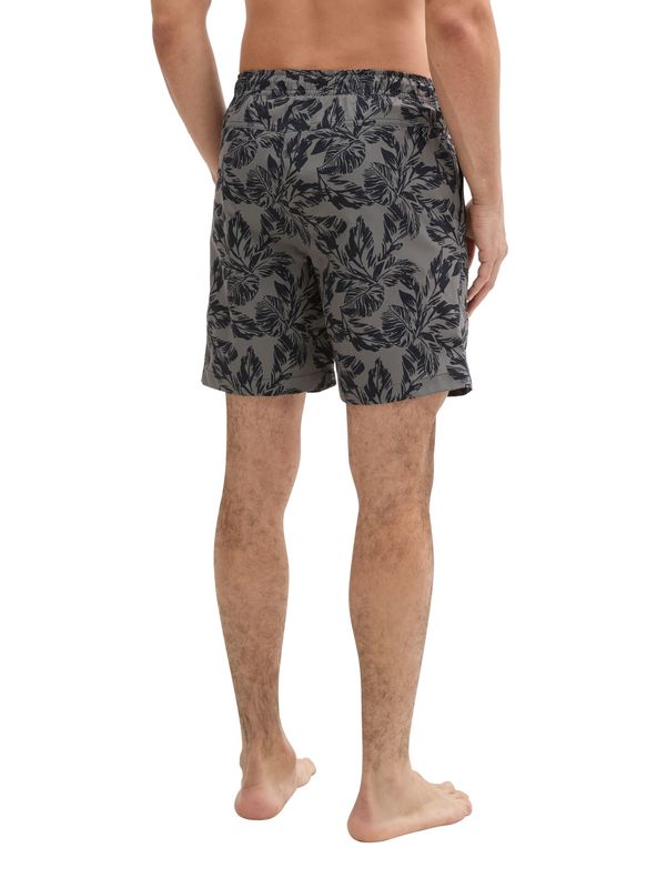 Tom Tailor zwemshort met print, olive navy leaf design