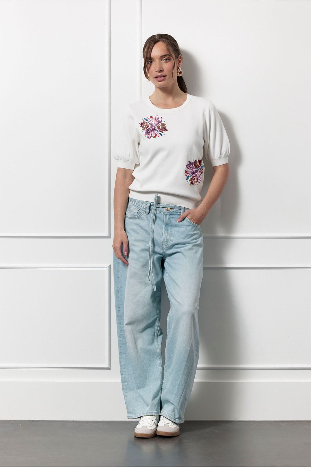 Studio Anneloes Omira flower pullover, off white