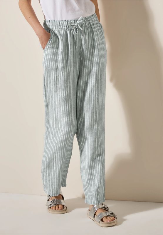 Cecil Wide Legs linnen broek, chambray balmy khaki