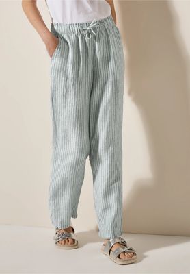 Cecil Wide Legs linnen broek, chambray balmy khaki