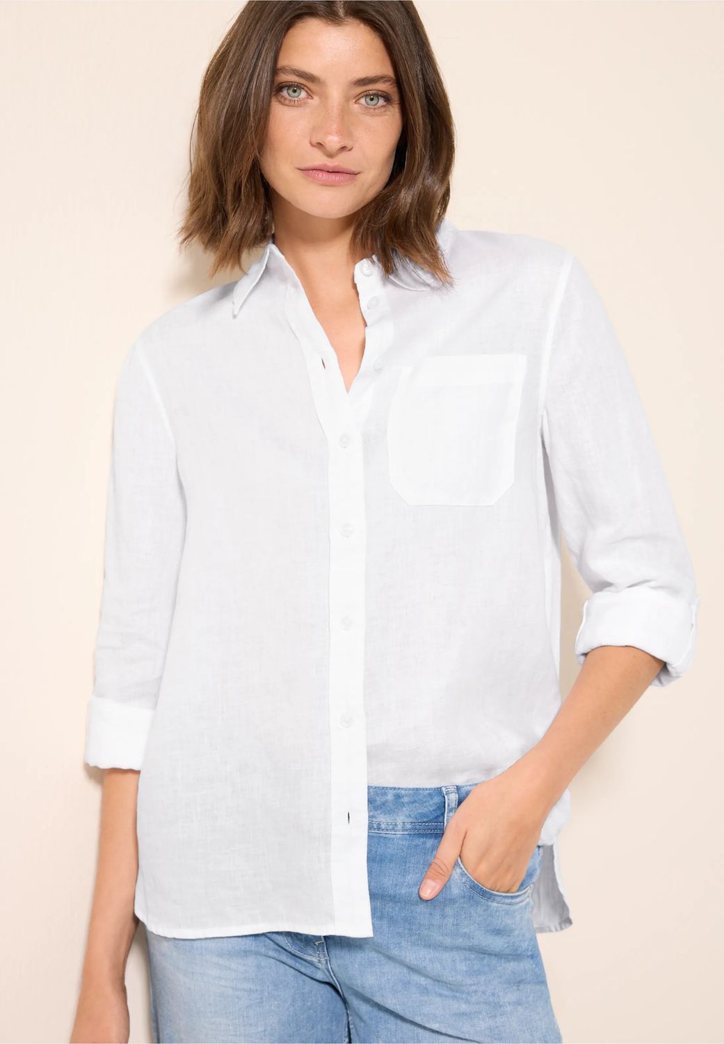 Cecil linnen overhemd blouse, White