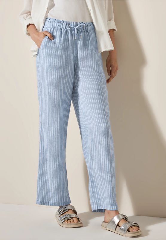 Cecil Wide Legs linnen broek, chambray forever blue