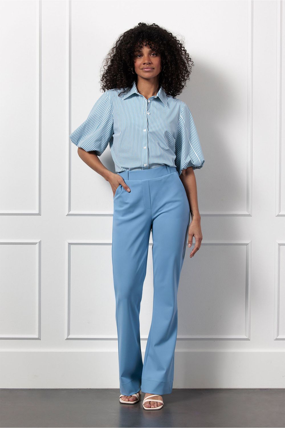 Studio Anneloes Flair bnd trousers, mid blue