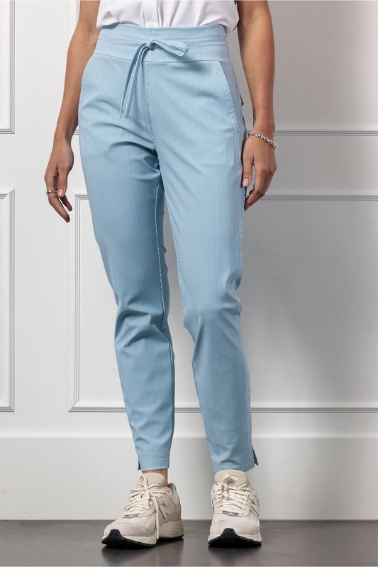 Studio Anneloes Startup stripe trousers, off white/midblue