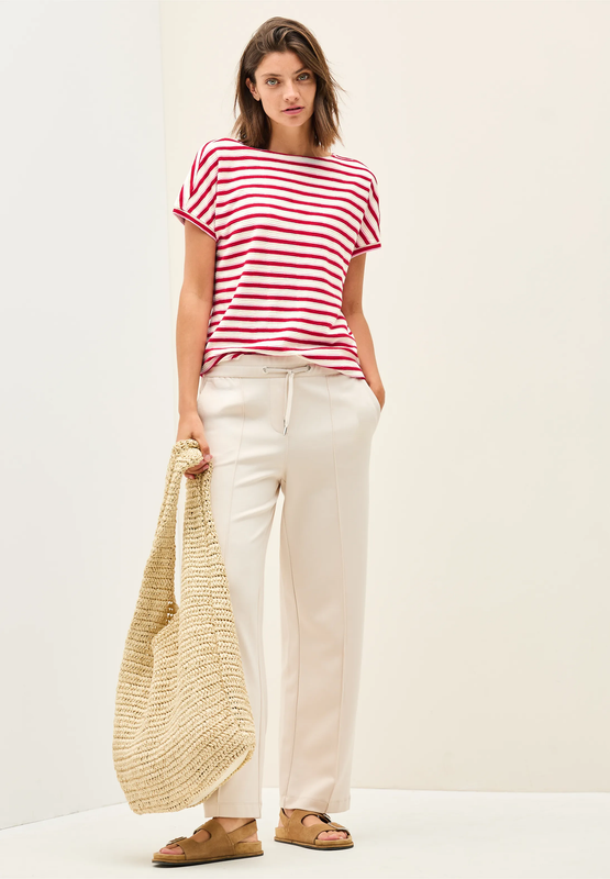 Cecil Stripe Structure T-Shirt, glazed apple red
