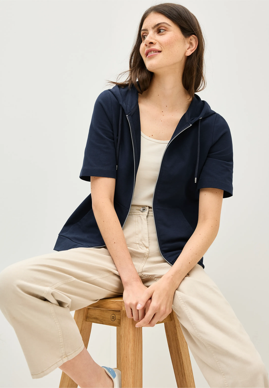 Cecil Short Sleeved Hoody Jacket, urban navy blue