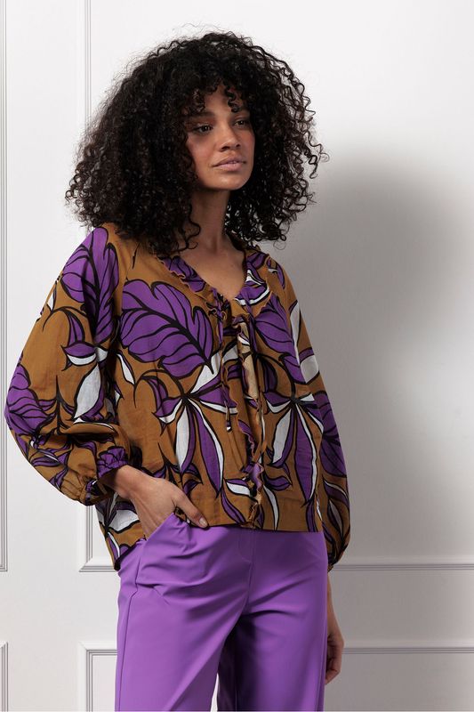 Studio Anneloes Lola flower blouse, honey/purple