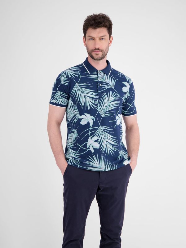 Lerros modieus poloshirt met zomer patroon, classic navy