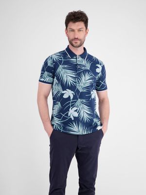 Lerros modieus poloshirt met zomer patroon, classic navy