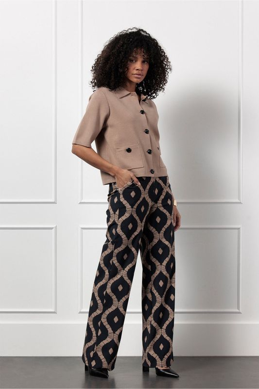 Studio Anneloes Marilon batik trousers, black/latte