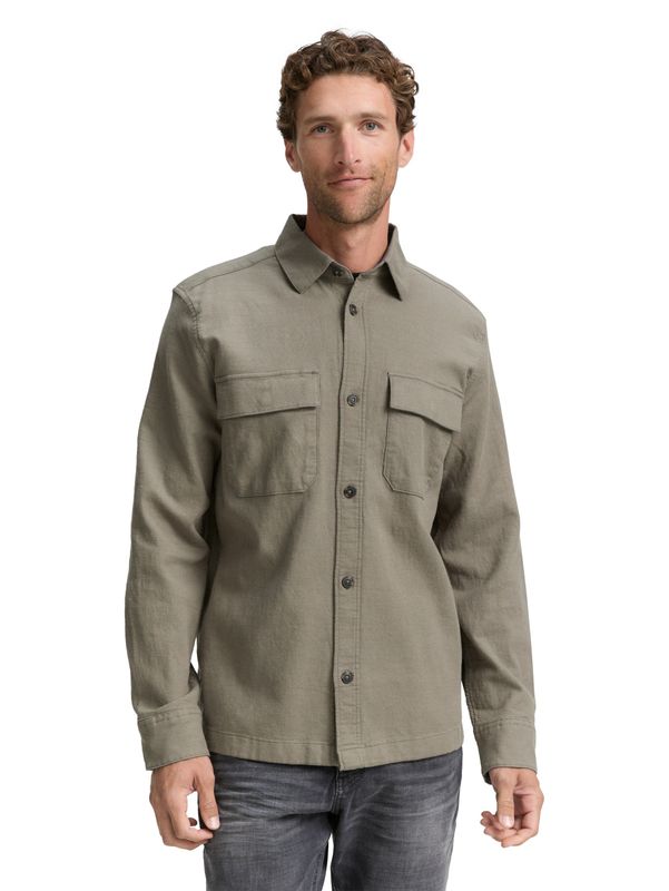 Tom Tailor overhemd met borstzakken, smokey olive green