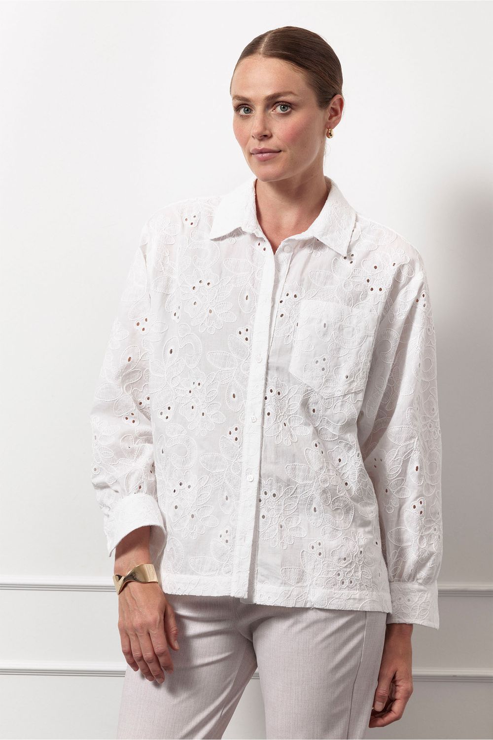 Studio Anneloes Jitte broderie blouse, Off White
