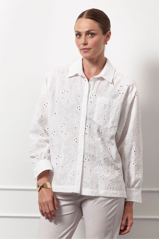Studio Anneloes Jitte broderie blouse, Off White