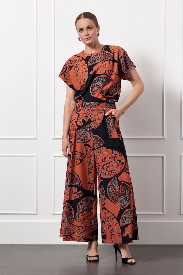 Studio Anneloes Ursula orange trousers, ginger spice/dark blue