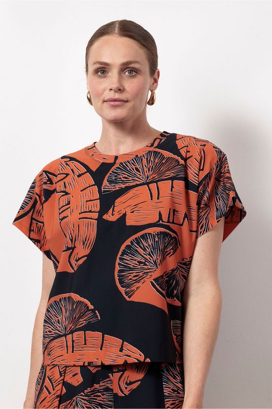 Studio Anneloes Renske orange top, ginger spice/dark blue