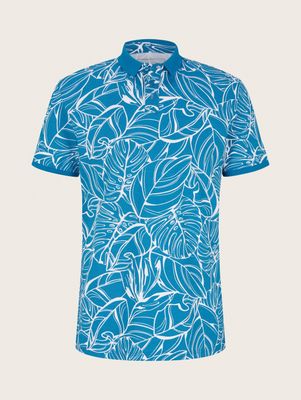 Tom Tailor polo, petrol white big leaves