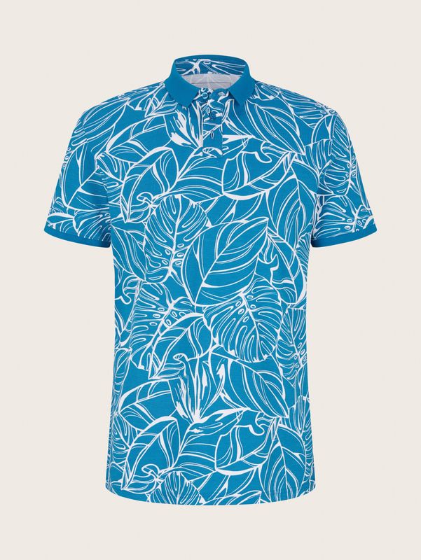 Tom Tailor polo, petrol white big leaves