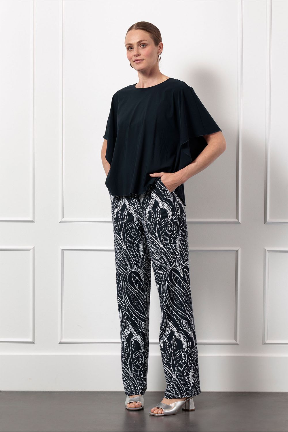 Studio Anneloes Marilon summer dot trousers, Dark Blue/Ecru