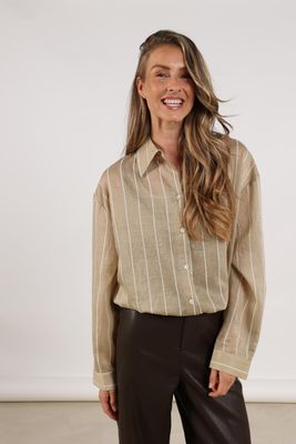 Nukus Iris Blouse Stripe, Gold/Off White