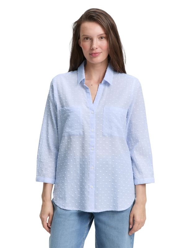 Tom Tailor  Blouse 3/4 , blue white dobby stripe
