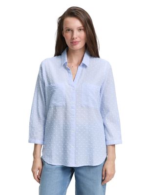 Tom Tailor  Blouse 3/4 , blue white dobby stripe