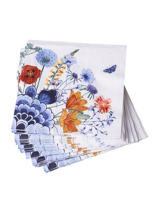 Heinen Servetten Wildbloemen, delfts blauw