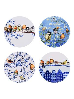Heinen Onderzetters Bosvogels set van 4, delfts blauw