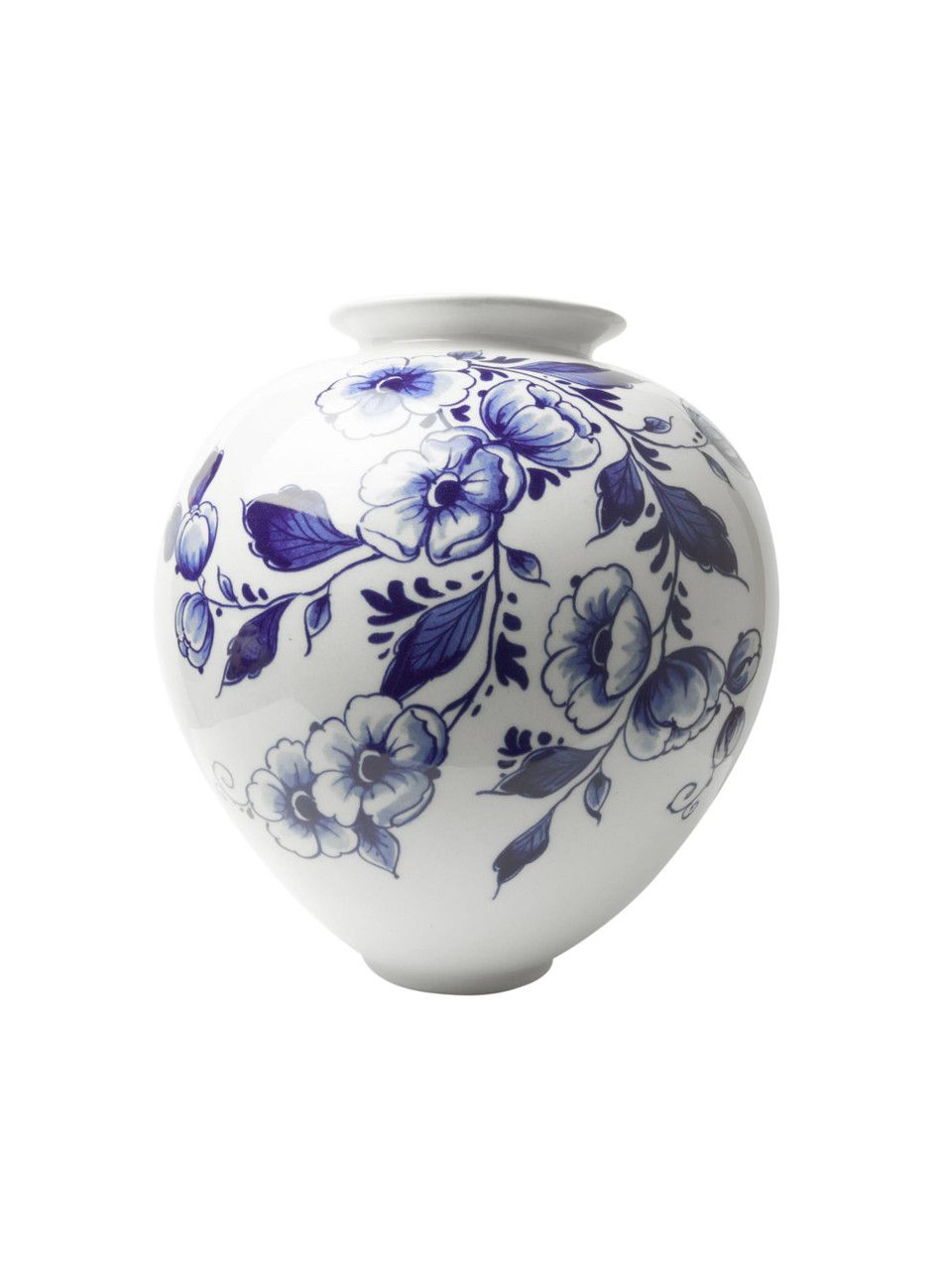 Heinen Bolvaas bloemen groot, delfts blauw
